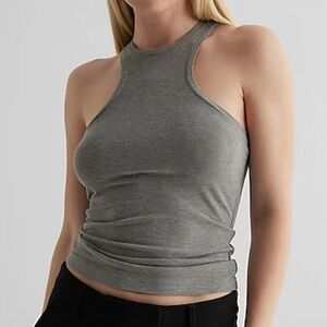 Express Essential Fitted Ribbed High Neck Sleeveless Tank